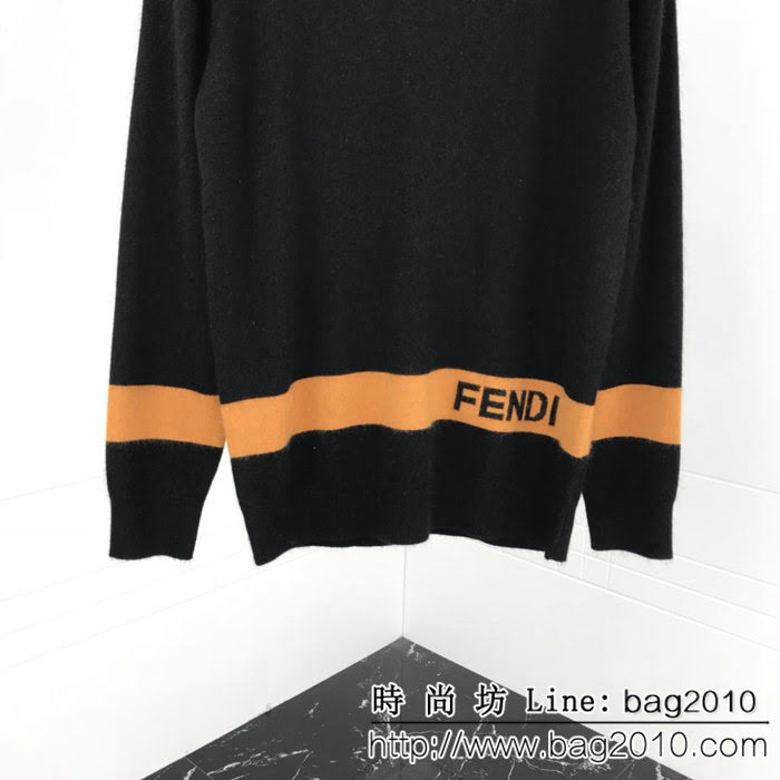 FENDI芬迪 18ss秋冬新款 斜杠FF提花logo 手感柔軟舒適保暖 男款貂絨衫 45%貂絨55%羊毛面料 ydi2313